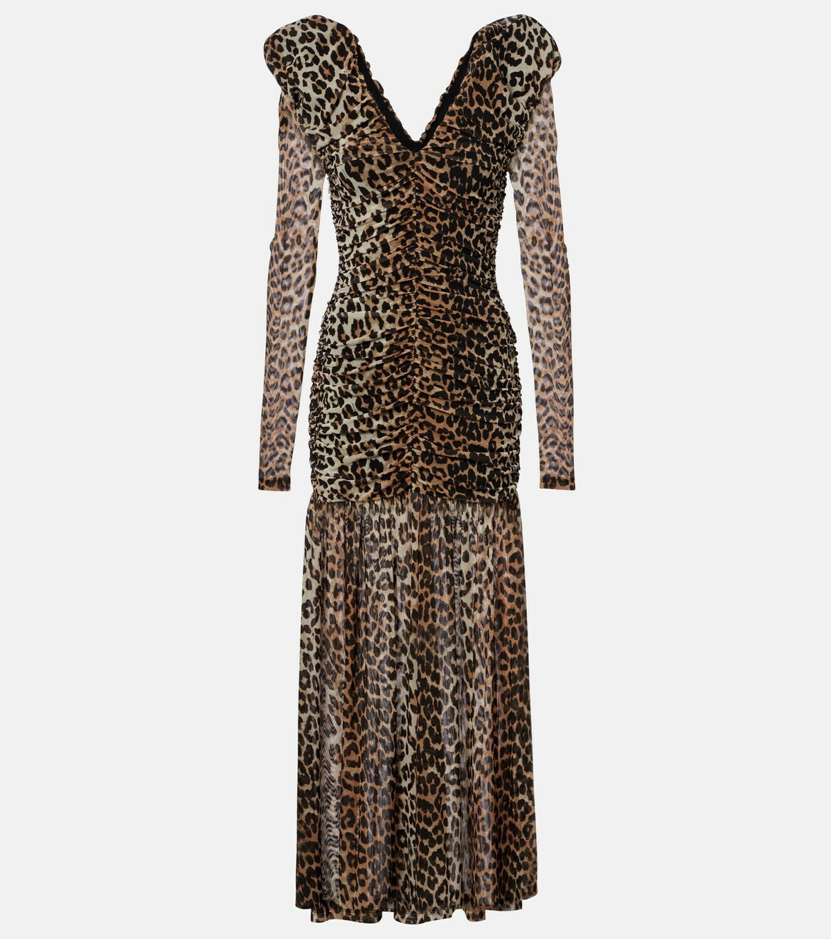 Ganni Leopard-print cloqué maxi dress