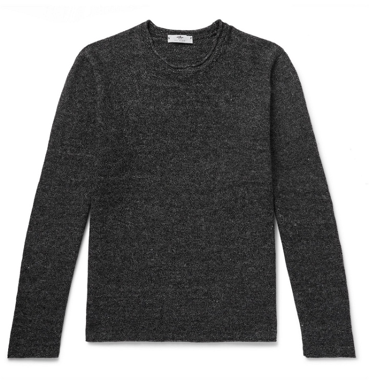 Photo: Inis Meáin - Mélange Linen and Cotton-Blend Sweater - Gray