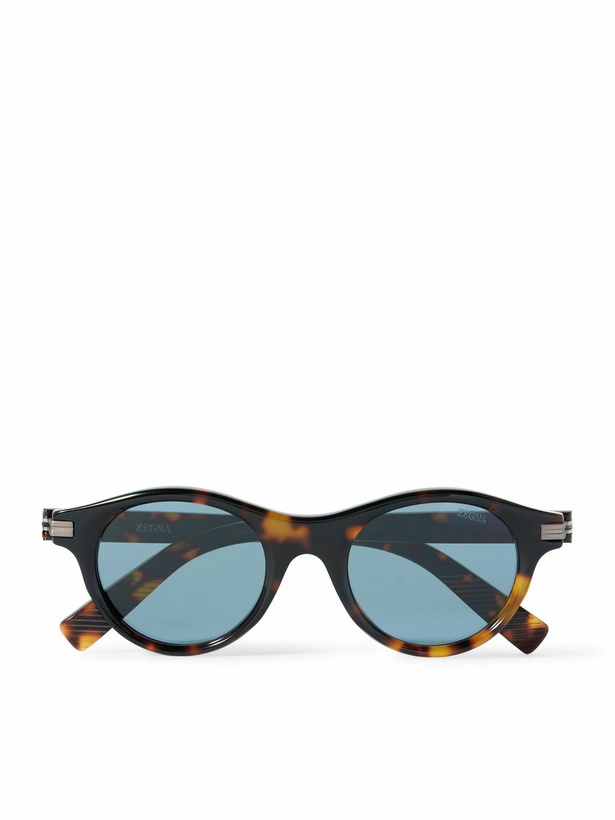 Photo: Zegna - Round-Frame Tortoiseshell Acetate Sunglasses