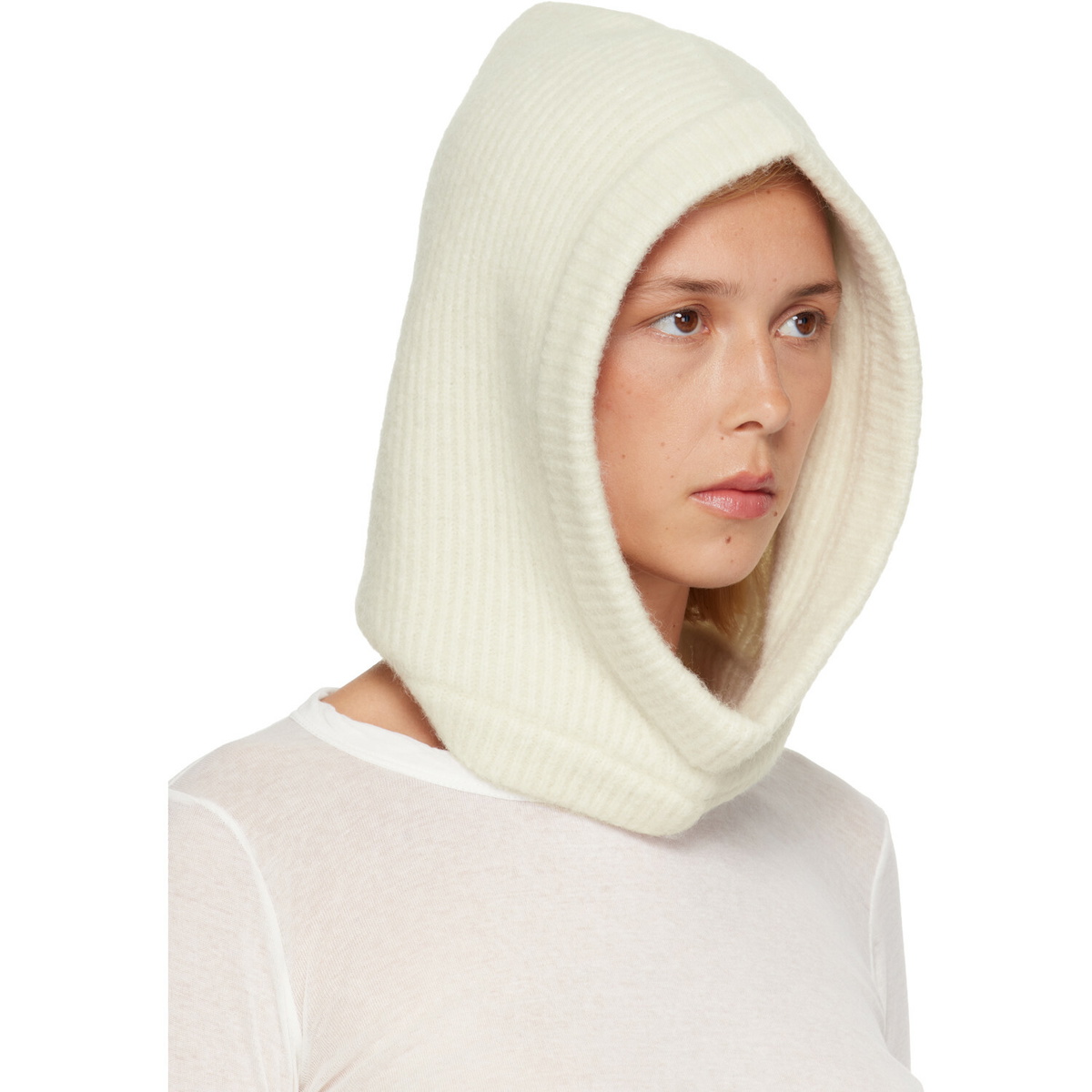 Rick Owens Off-White Tower Alpaca Knit Hood