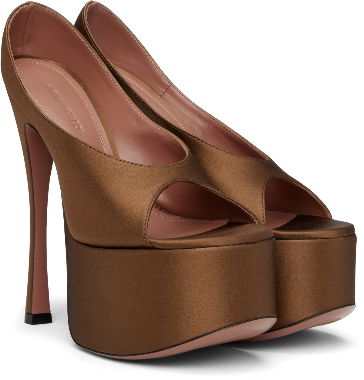 Amina Muaddi Brown Anok Plateau Heeled Sandals