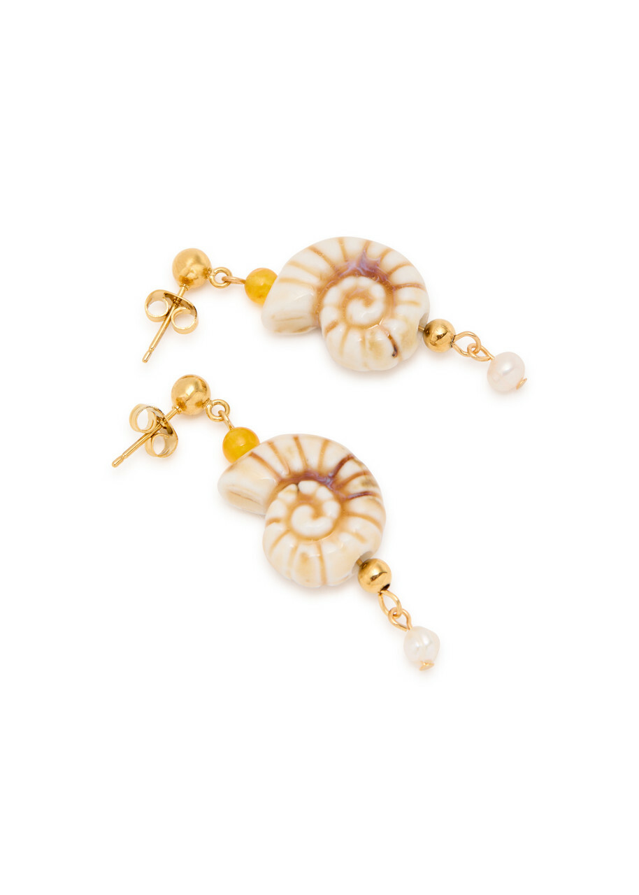 Anni LU Seaside 18kt Gold-plated Drop Earrings - Cream - One Size