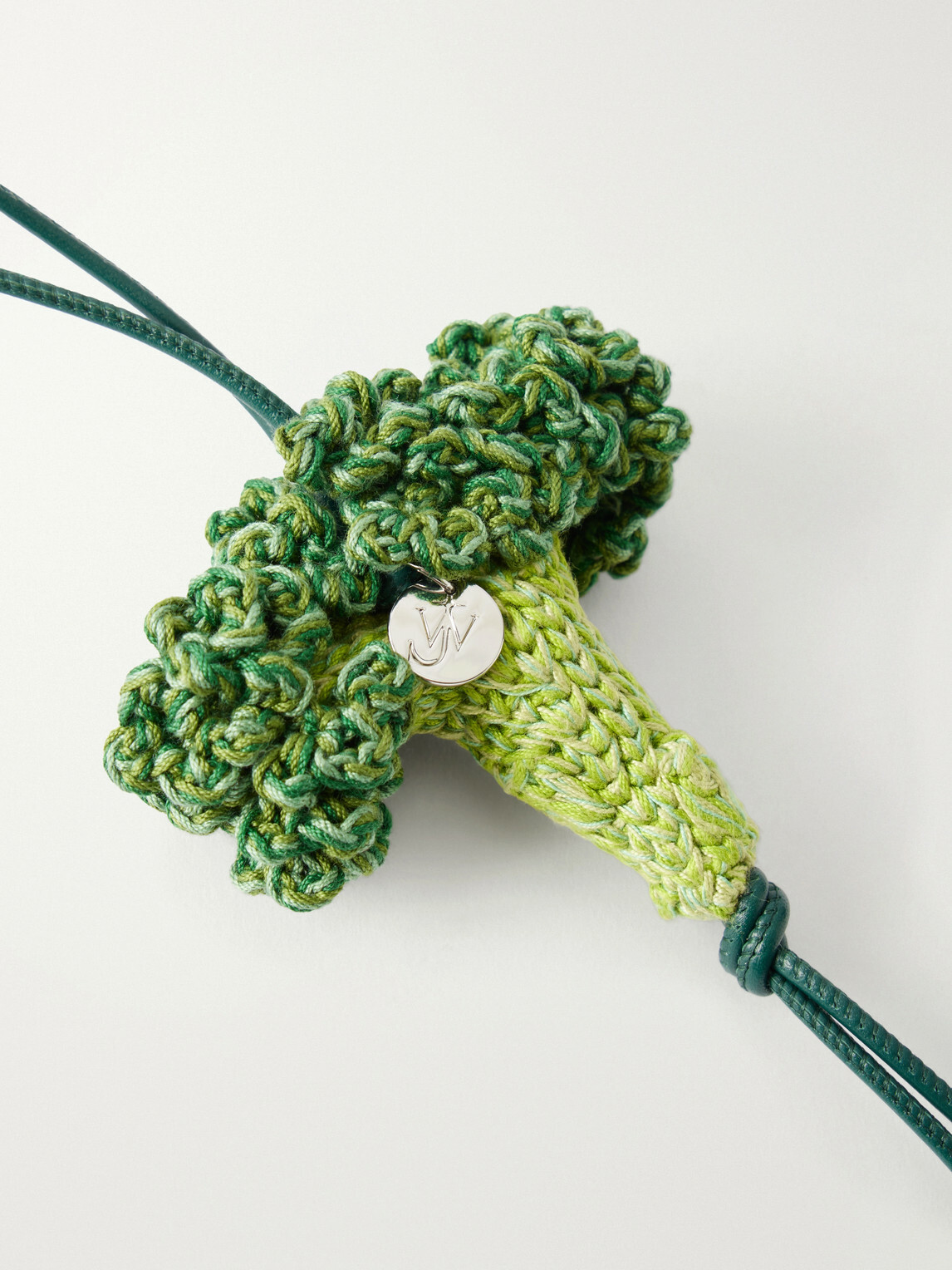 JW Anderson - Broccoli Crocheted Cotton and Leather Bag Charm