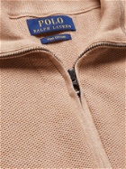 POLO RALPH LAUREN - Logo-Embroidered Waffle-Knit Pima Cotton Half-Zip Sweater - Brown