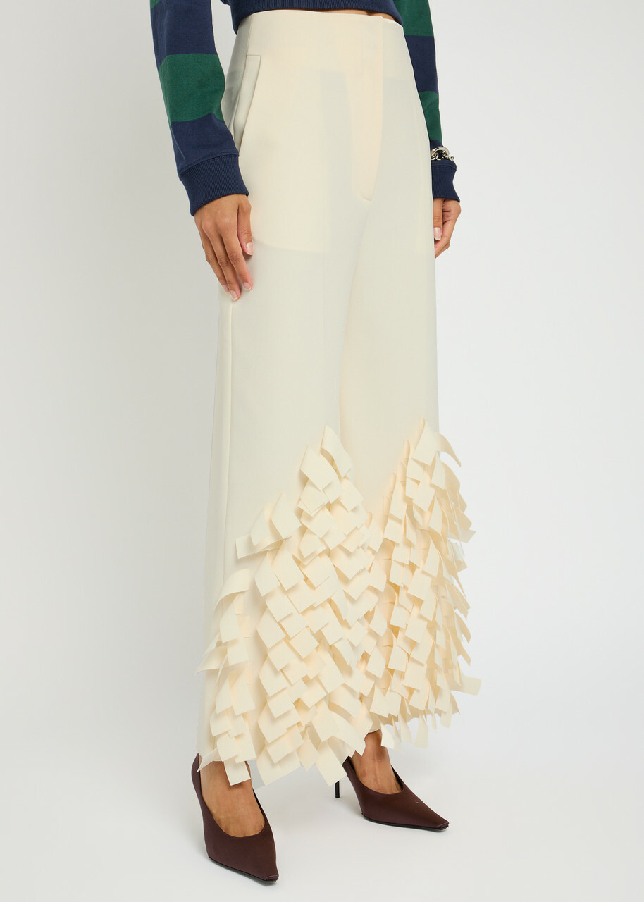 A.W.A.K.E Mode Laser-cut Crepe Trousers Ivory