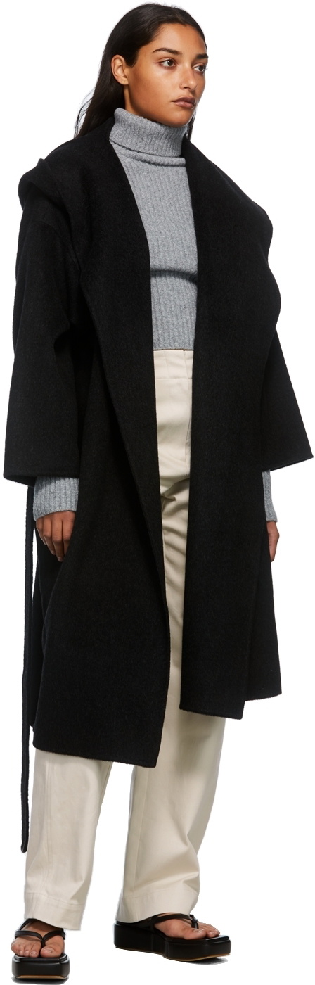 wool black wrap coat