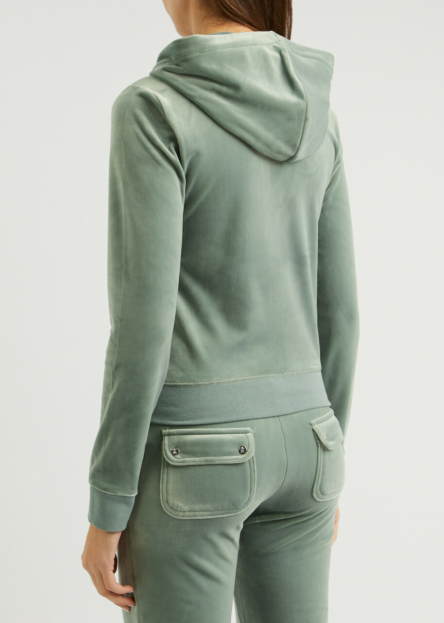 Juicy Couture Robertson Hooded Velour Sweatshirt Green