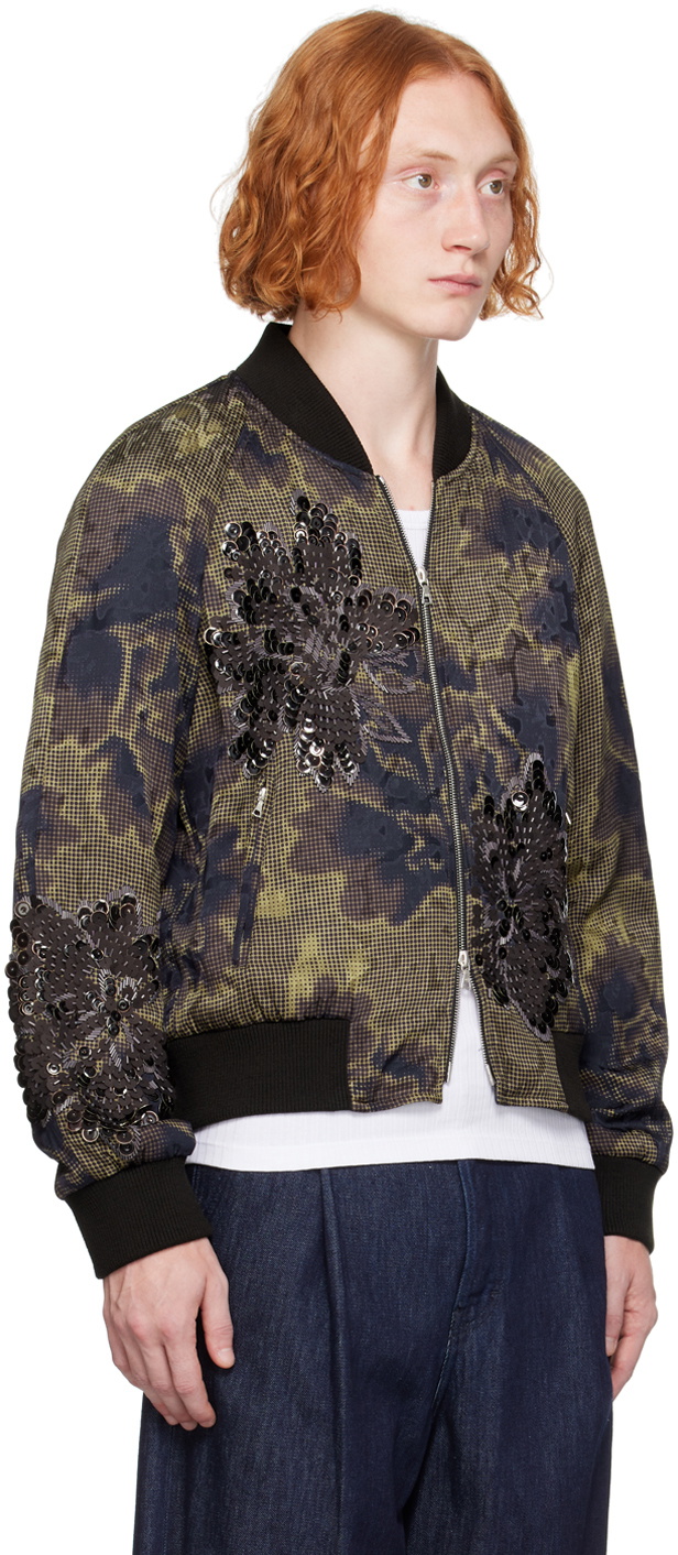 【DRIES VAN NOTEN】Pailette-embellished jacket ジャケット Dries Van Noten Brown Embellished Bomber Jacket Dries Van Noten