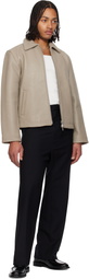 Sunflower Taupe Short Leather Jacket