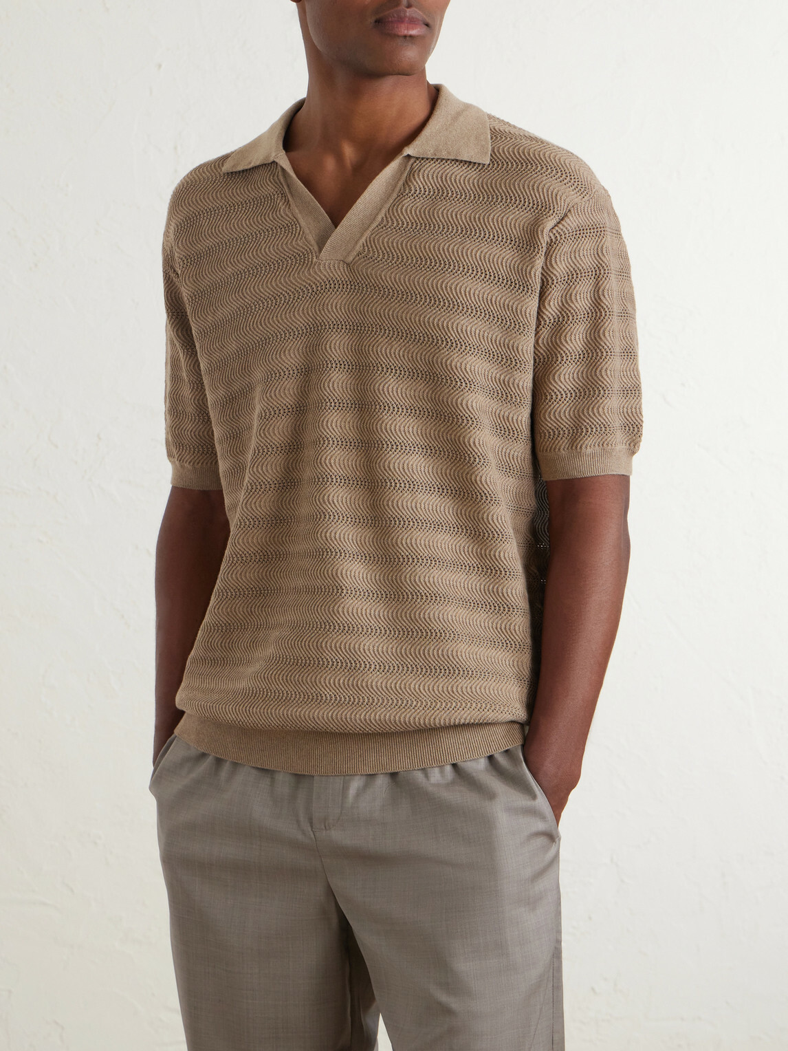 Frescobol Carioca - Rino Open-Knit Cotton Polo Shirt - Brown