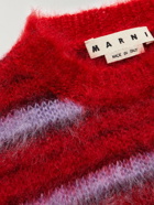 Marni - Oversized Brushed Striped Mohair-Blend Sweater - Red