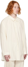 AMOMENTO Off-White Spread Collar Shirt