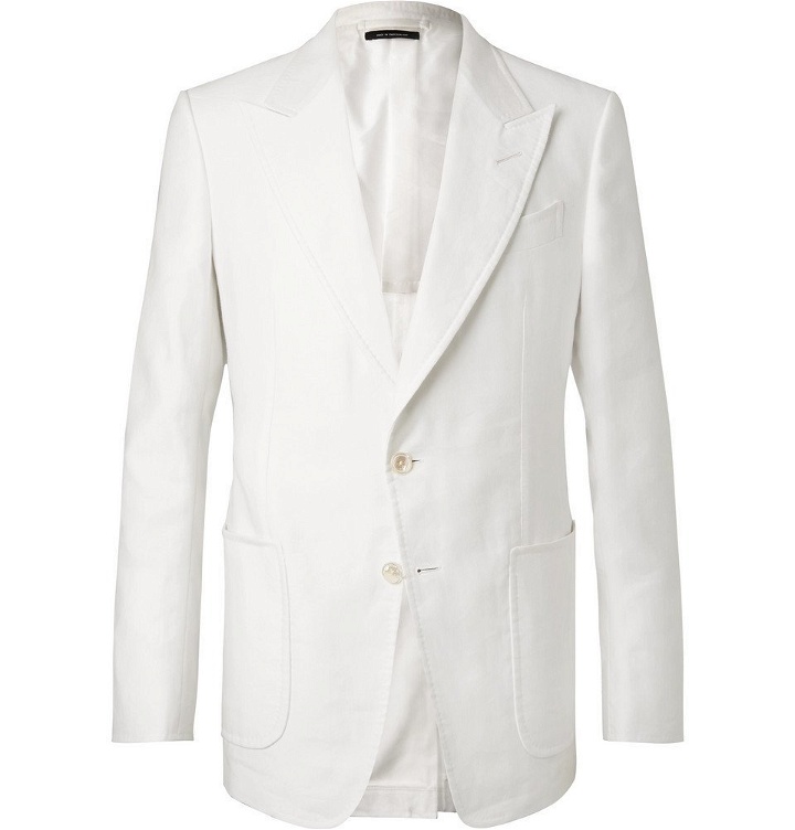 Photo: TOM FORD - White Shelton Slim-Fit Cotton and Linen-Blend Suit Jacket - White