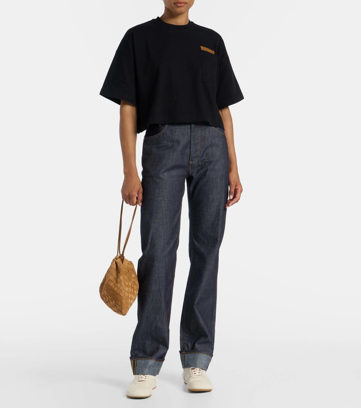 Bottega Veneta Cropped cotton jersey T-shirt