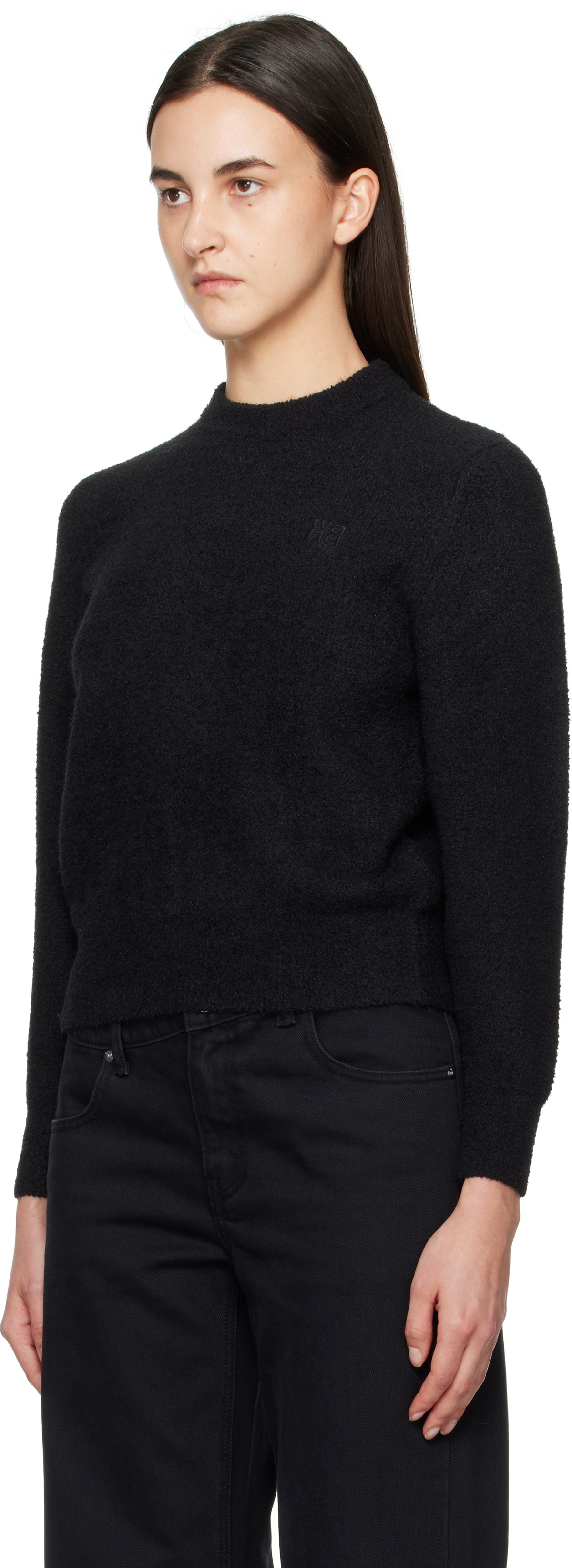 alexanderwang.t Black LS Relaxed Crewneck Sweatshirt