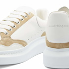 Alexander McQueen Men's Two Tone Wedge Sole Sneakers in White/Beige
