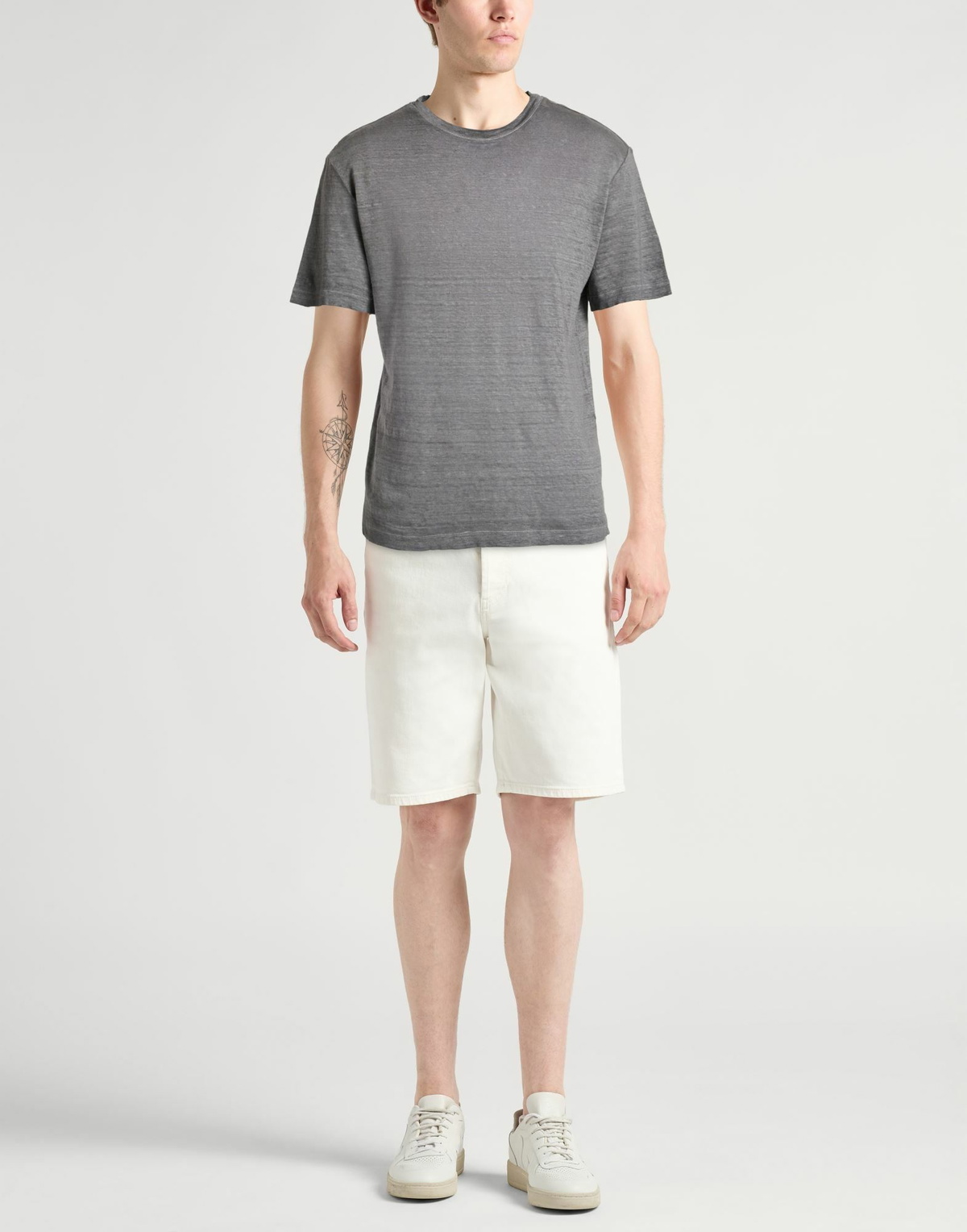 120% Lino Mens T-shirt in Grey