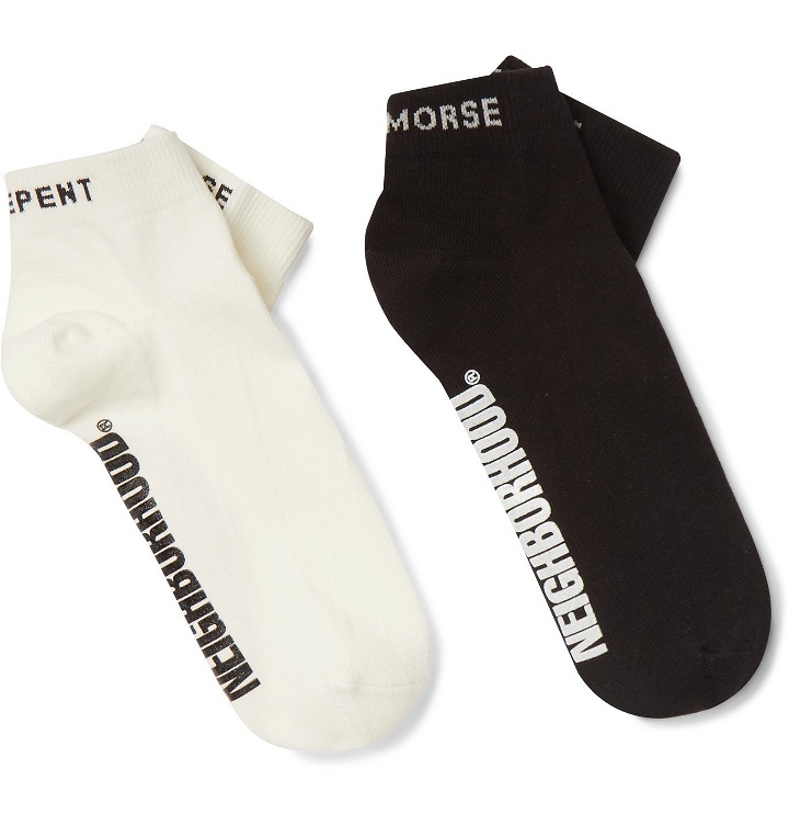 Photo: Neighborhood - Two-Pack Logo-Print Stretch Cotton-Blend Socks - Multi