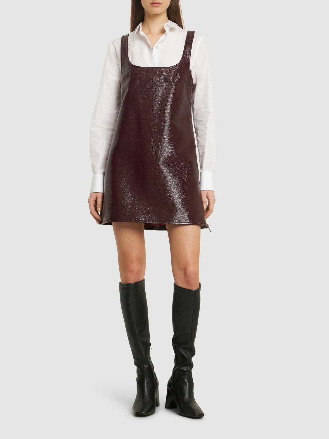 brown vinyl dress Vinyl Midi Dress  MissChicFashion