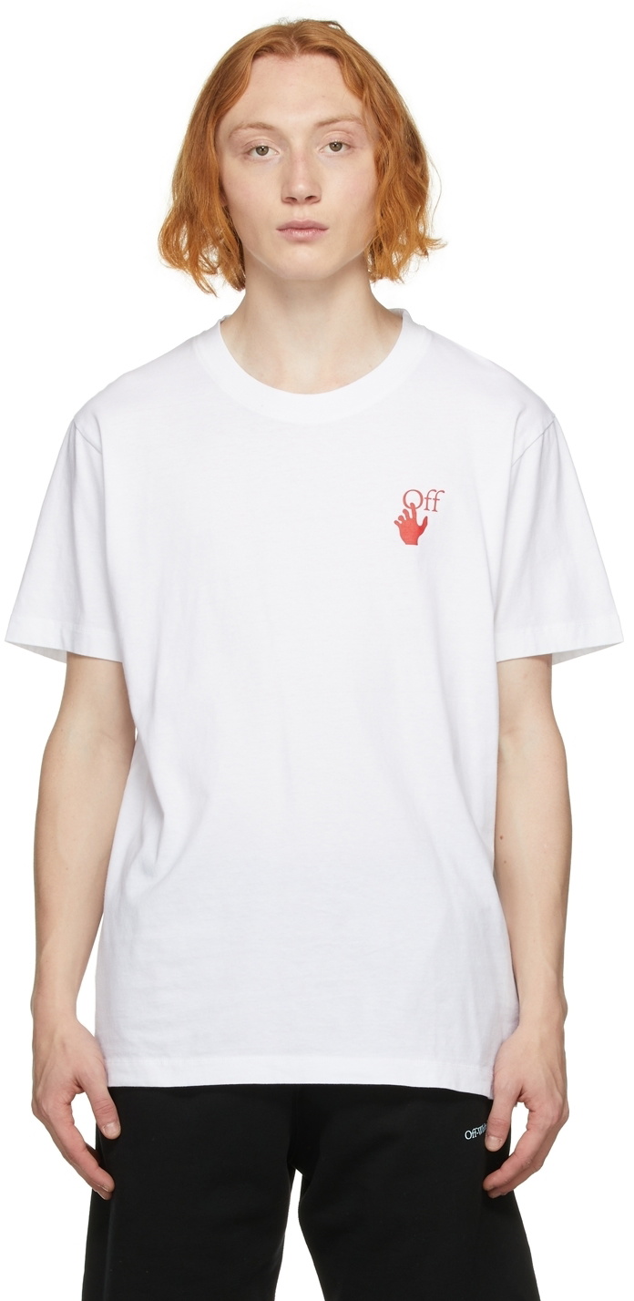 Off-White White & Red Starred T-Shirt