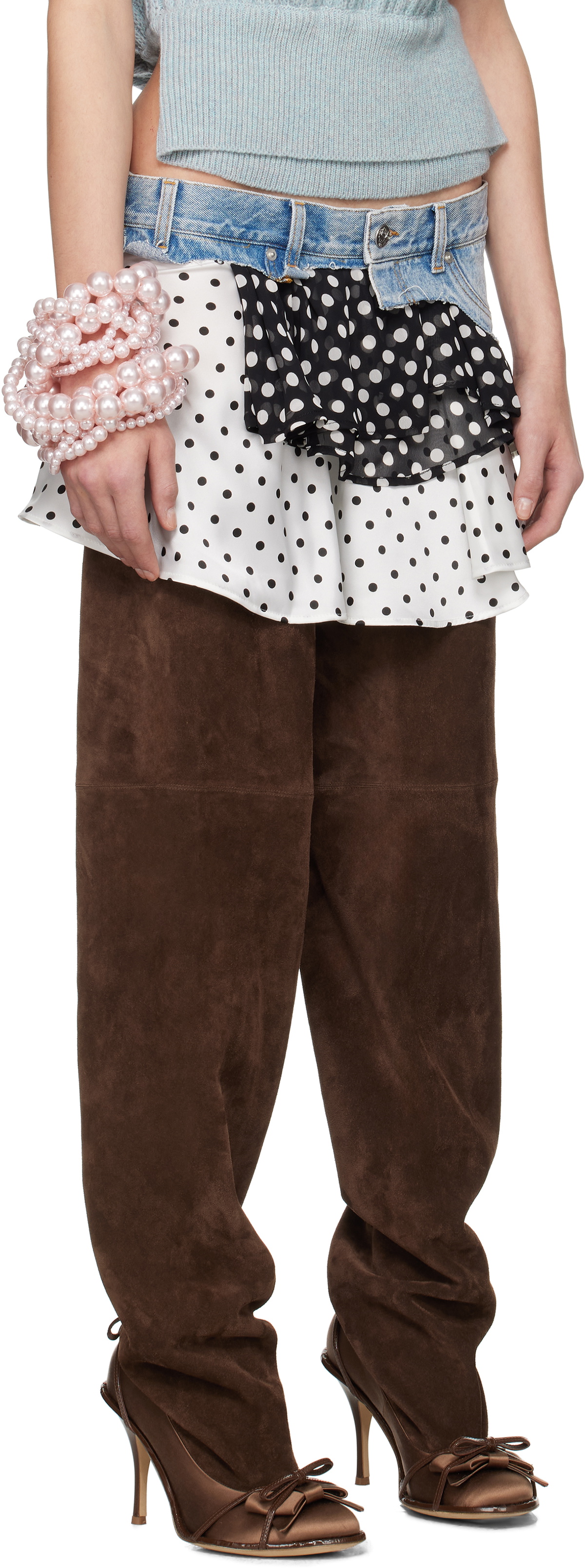 ALL-IN White & Black Polka Dot Triple Miniskirt