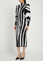 Balmain Zebra-jacquard Knit Midi Dress Multi Animal