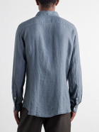 FEDELI - Nick Slim-Fit Cutaway-Collar Linen Shirt - Blue