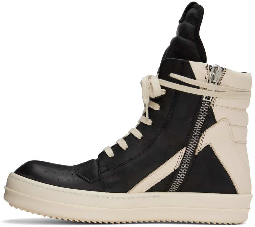 Rick Owens Black & Off-White Geobasket Sneakers