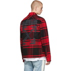 Off-White Red and Black Flannel Stencil Shirt