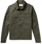 Maison Margiela - Slim-Fit Distressed Cotton-Twill Overshirt - Men - Army green
