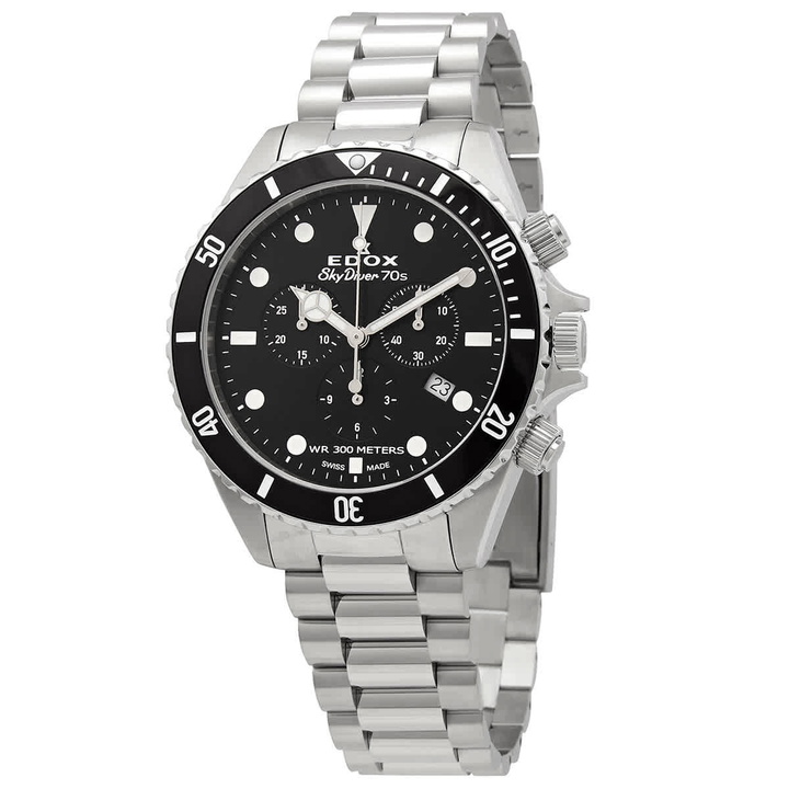 Photo: Edox SkyDiver Chronograph Quartz Black Dial Mens Watch 10238 3NM NI