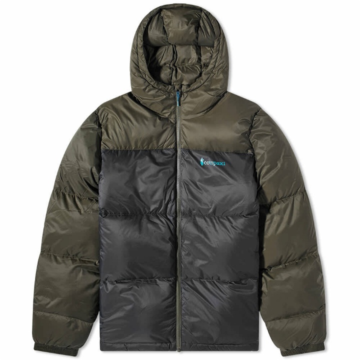 Photo: Cotopaxi Men's Solazo Hooded Down Jacket in Iron/Black