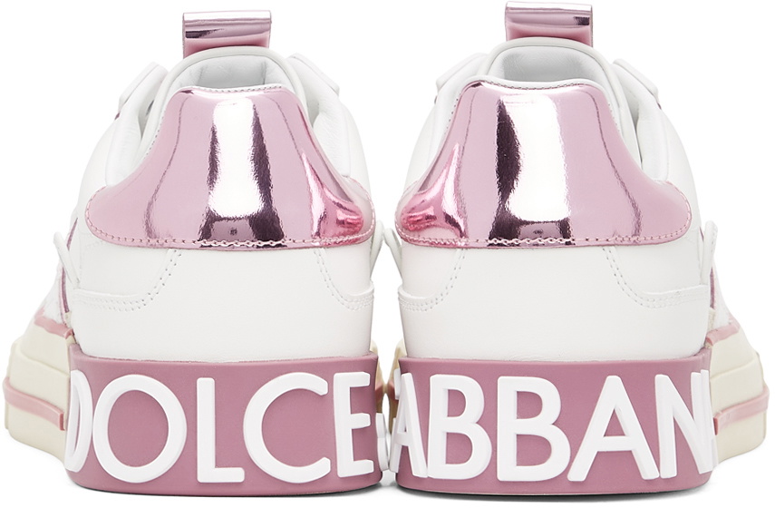 Dolce & Gabbana White & Pink Custom 2Zero Sneakers