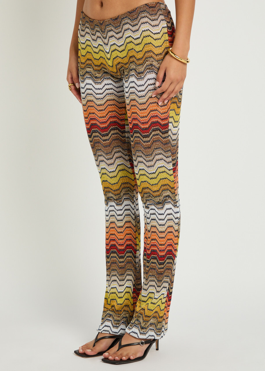 Missoni Patterned Slim-leg Metallic-knit Beach Trousers Black
