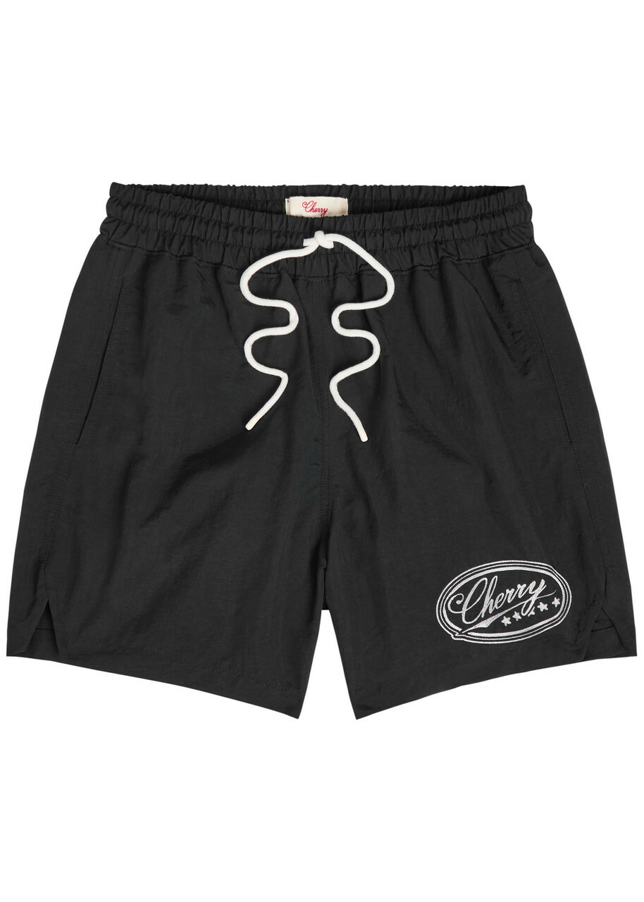 Cherry Los Angeles Five Star Logo-embroidered Nylon Swim Shorts Black
