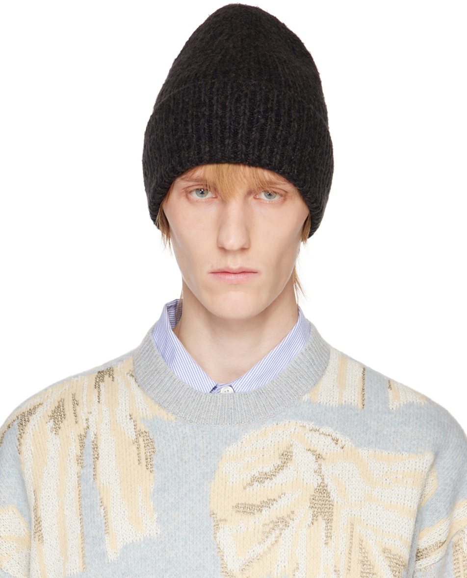 Acne Studios Black Rib Knit Beanie Acne Studios