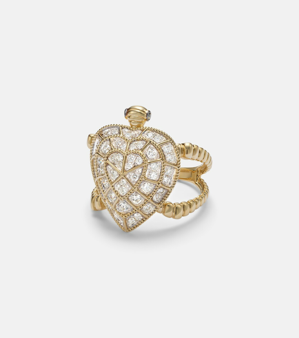 Yvonne Léon Tortue Coeur 9kt gold ring with diamonds