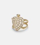 Yvonne Léon Tortue Coeur 9kt gold ring with diamonds