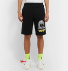 Off-White - Logo-Print Embroidered Loopback Cotton-Jersey Shorts - Black