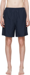 AMI Paris Navy Long Plain Swim Shorts