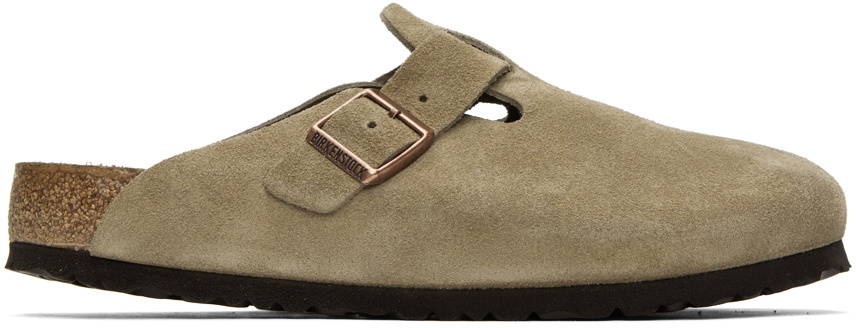 Birkenstock Taupe Narrow Boston Soft Footbed Loafers Birkenstock