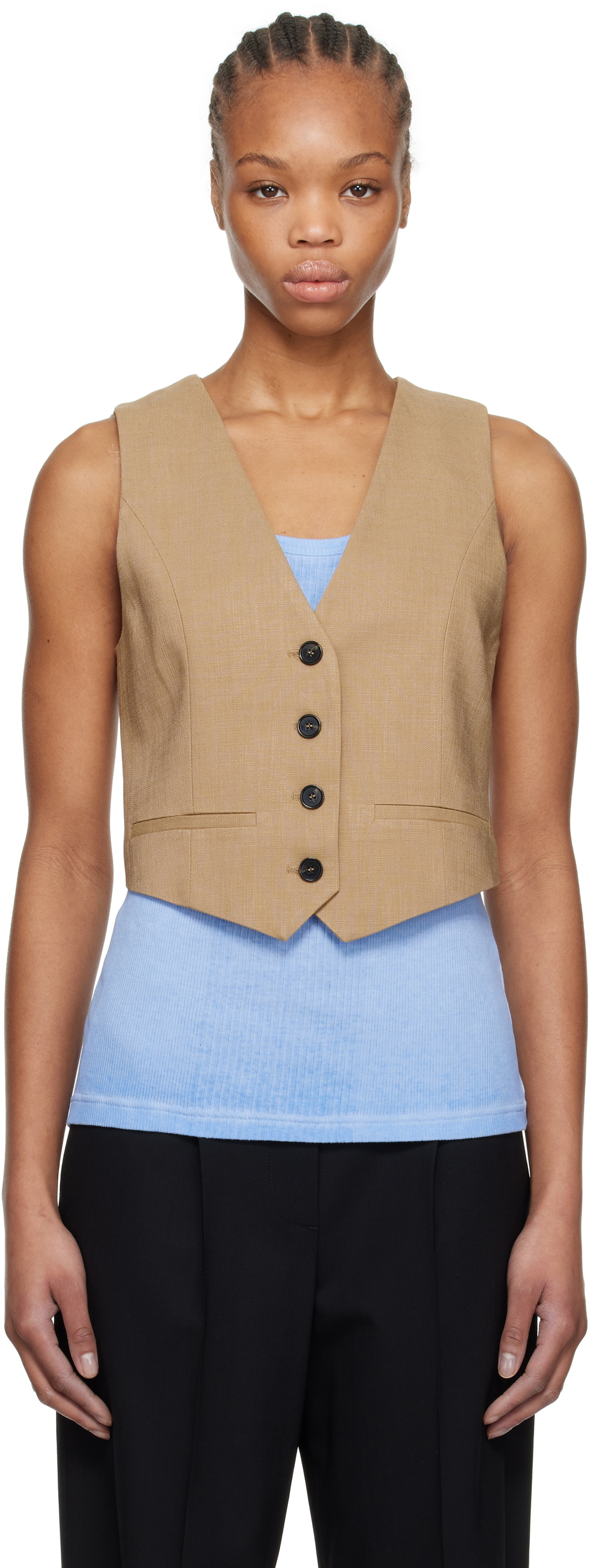 MSGM Beige Button Vest