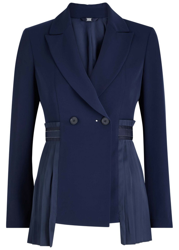 Photo: High Scintellate Pleated Stretch-jersey Blazer Navy