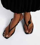 Toteme Floral-appliqué suede slingback sandals