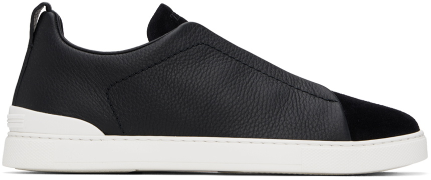【関税込み】ZEGNA ブラック スエード Triple Stitch スニーカー ブラック ディアスキン Triple Stitch™スニーカー SS25 22361743