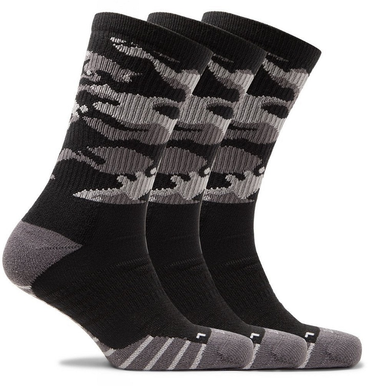 Photo: Nike Training - Three-Pack Everyday Cushioned Camouflage Dri-FIT Socks - Black