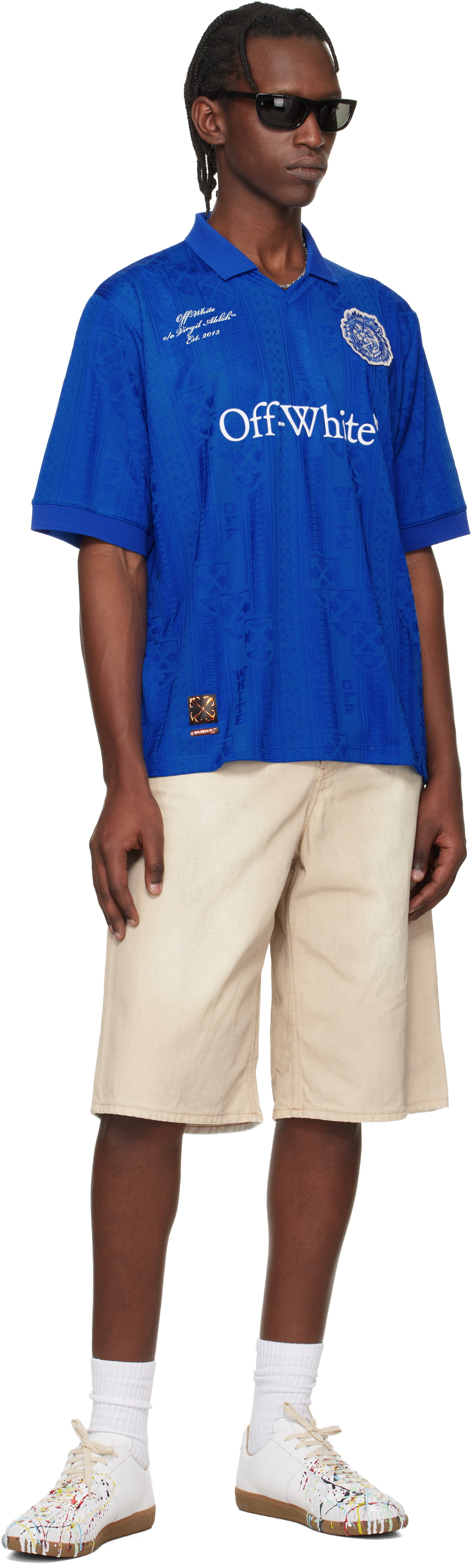 Off-White Blue Lion Nation Soccer Polo
