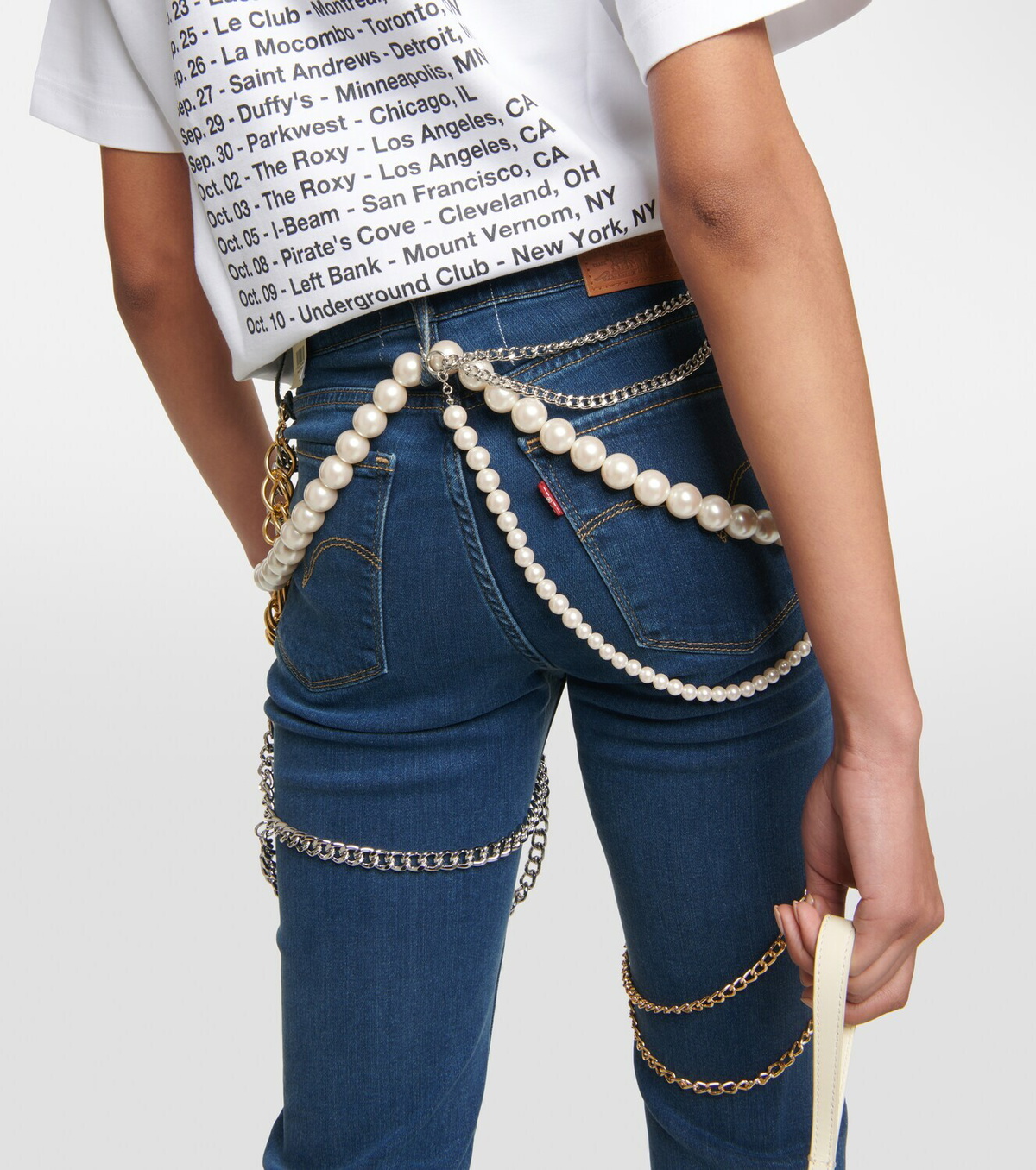 ユナページ Junya Watanabe Chain-detail mid-rise slim jeans Junya Watanabe