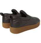 BOTTEGA VENETA - Debossed Leather Slip-On Sneakers - Brown