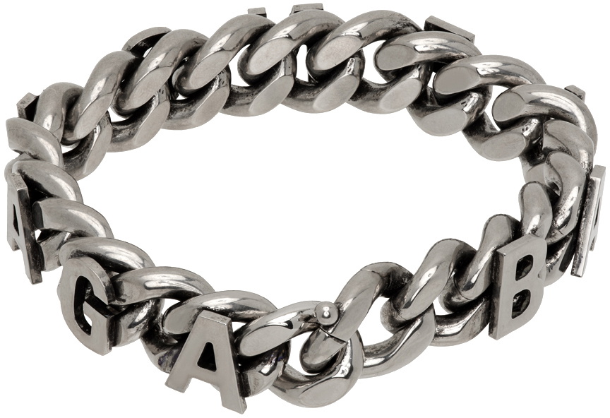 Balenciaga Gunmetal Chain Logo Bracelet